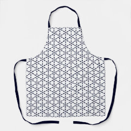 Marineblauw geometrisch patroon op wit schort