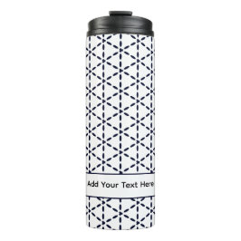 Marineblauw geometrisch patroon op wit thermosbeker