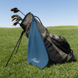 Marineblauw gepersonaliseerde golfhanddoek met aan