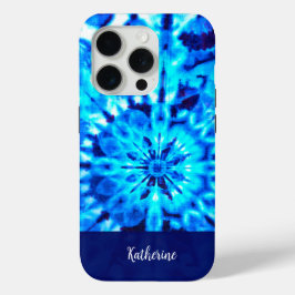 MARINEBLAUW GEPERSONALISEERDE STROPDAS KLEURSTOF O iPhone 15 PRO CASE