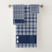 Marineblauw geruit bad handdoek (Insitu)