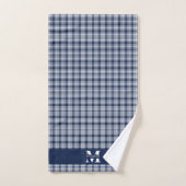 Marineblauw geruit bad handdoek (Handdoek)