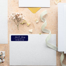 Marineblauw Gestileerde Naam Bruiloft Retouradres