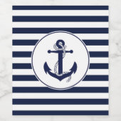 Marineblauw Gestreept Anker Bruiloft Wijn Label Etiket (Enkel label)