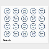 Marineblauw Gingham Bedankt Ronde Sticker (Vel)
