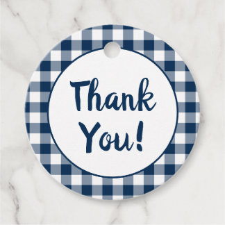 Marineblauw Gingham Dank Je Bedankjes Labels