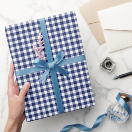 Marineblauw Gingham ruitpatroon Cadeaupapier