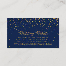 Marineblauw & Glam Gold Confetti trouwwebsite Informatiekaartje
