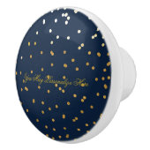 Marineblauw & glanzend Goud Faux Folie Confetti St Keramische Knop (Rechts)