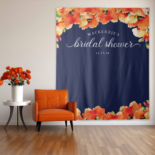 Marineblauw Golden Poppy Vrijgezellenfeest Achterg Wandkleed