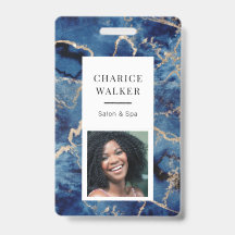 marineblauw golven gouden salon foto naam