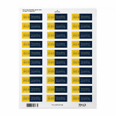 Marineblauw & Goud Afstuderen Retouradreslabels Etiket (Full Sheet)