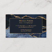 Marineblauw Goud Agate Foto Professioneel Visitekaartje (Achterkant)