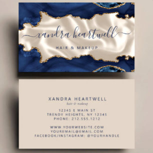Marineblauw Goud Agate Ivoor Luxe Stylist Visitekaartje