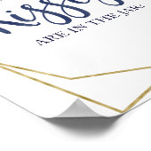 Marineblauw Goud Bloem Hoeveel Kusjes Bord Poster (Hoek)