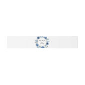 Marineblauw goud bloemenbruiloft waterverf modern uitnodigingen wikkel (Vlak)