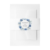 Marineblauw goud bloemenbruiloft waterverf modern uitnodigingen wikkel (Voorkant Voorbeeld)