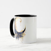 Marineblauw & Goud Boheemse Halve Maan Halloween Mok (Voorkant links)