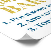 Marineblauw Goud Confetti Mimosa Bar Teken Bruilof Poster (Hoek)