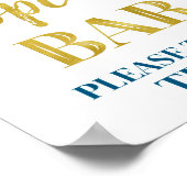 Marineblauw Goud Confetti Popcorn Bar Teken Poster (Hoek)