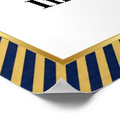Marineblauw & Goud Diagonaal Streep Frame Foto Poster (Hoek)