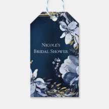 Marineblauw & Goud Elegant Modern Waterverf Bloemm