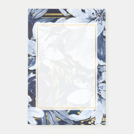 Marineblauw & Goud Elegant Modern Waterverf Bloems Post-it® Notes
