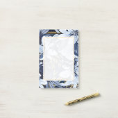 Marineblauw & Goud Elegante Moderne Waterverf Bloe Post-it® Notes (Op bureau)