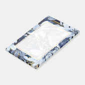 Marineblauw & Goud Elegante Moderne Waterverf Bloe Post-it® Notes (Schuin)