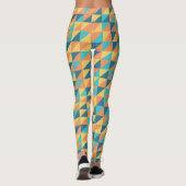  marineblauw goud en sinaasappel abstract patroon leggings (Achterkant)