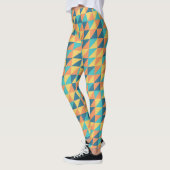  marineblauw goud en sinaasappel abstract patroon leggings (Links)