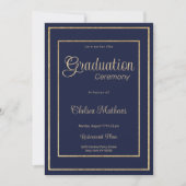 Marineblauw goud glitter luxe Afstuderen Ceremonie Kaart (Voorkant)