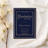 Marineblauw goud glitter luxe Afstuderen Ceremonie Kaart