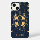 Marineblauw & Goud Hemelpatroon Case-Mate iPhone Case (Achterkant)