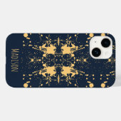 Marineblauw & Goud Hemelpatroon Case-Mate iPhone Case (Achterkant (horizontaal))
