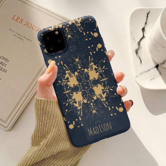 Marineblauw & Goud Hemelpatroon Case-Mate iPhone Case