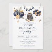 Marineblauw goud koekje versieren feestuitnodiging kaart (Voorkant)