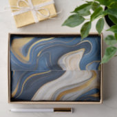 Marineblauw Goud Marmer Krullen Tissuepapier (Geschenk)