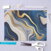 Marineblauw Goud Marmer Krullen Tissuepapier (Craft)