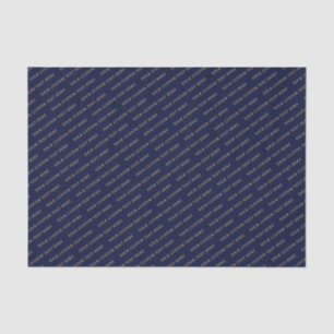 Marineblauw & Goud Minimaal Custom Text Tissue Pap Tissuepapier