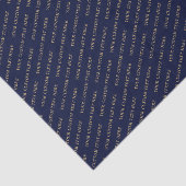 Marineblauw & Goud Minimaal Custom Text Tissue Pap Tissuepapier (Detail)