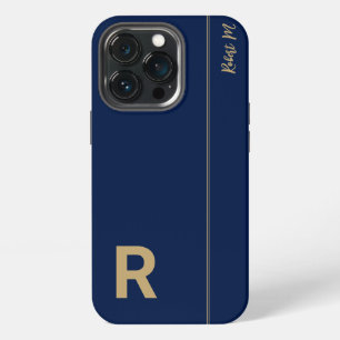 Marineblauw & Goud Minimaal Modern Initieel Monogr iPhone 13 Pro Hoesje