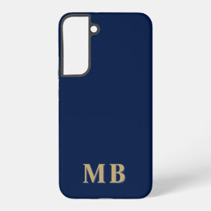 Marineblauw & Goud Minimalistisch Modern Initiaa Samsung Galaxy Hoesje