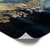 Marineblauw Goud Moderne Abstracte Landschapskunst Poster (Hoek)