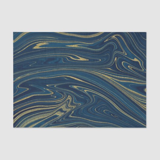 Marineblauw & Goud Moderne Glam Marmer Elegant Tissuepapier (Voorkant)