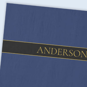 Marineblauw & Goud Naam Achternaam of Bedrijfsnaam Tissuepapier