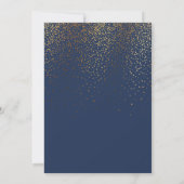 Marineblauw & Goud Net Getrouwd Script Confetti On Kaart (Achterkant)