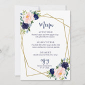 Marineblauw Goud Waterverf Bruidsdouche Menu Kaart (Voorkant)