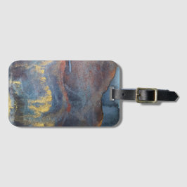 Marineblauw & Goud Waterverf Marmer Modern Abstrac Bagagelabel