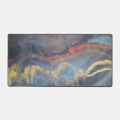 Marineblauw & Goud Waterverf Marmer Modern Abstrac Bureaumat (Voorkant)